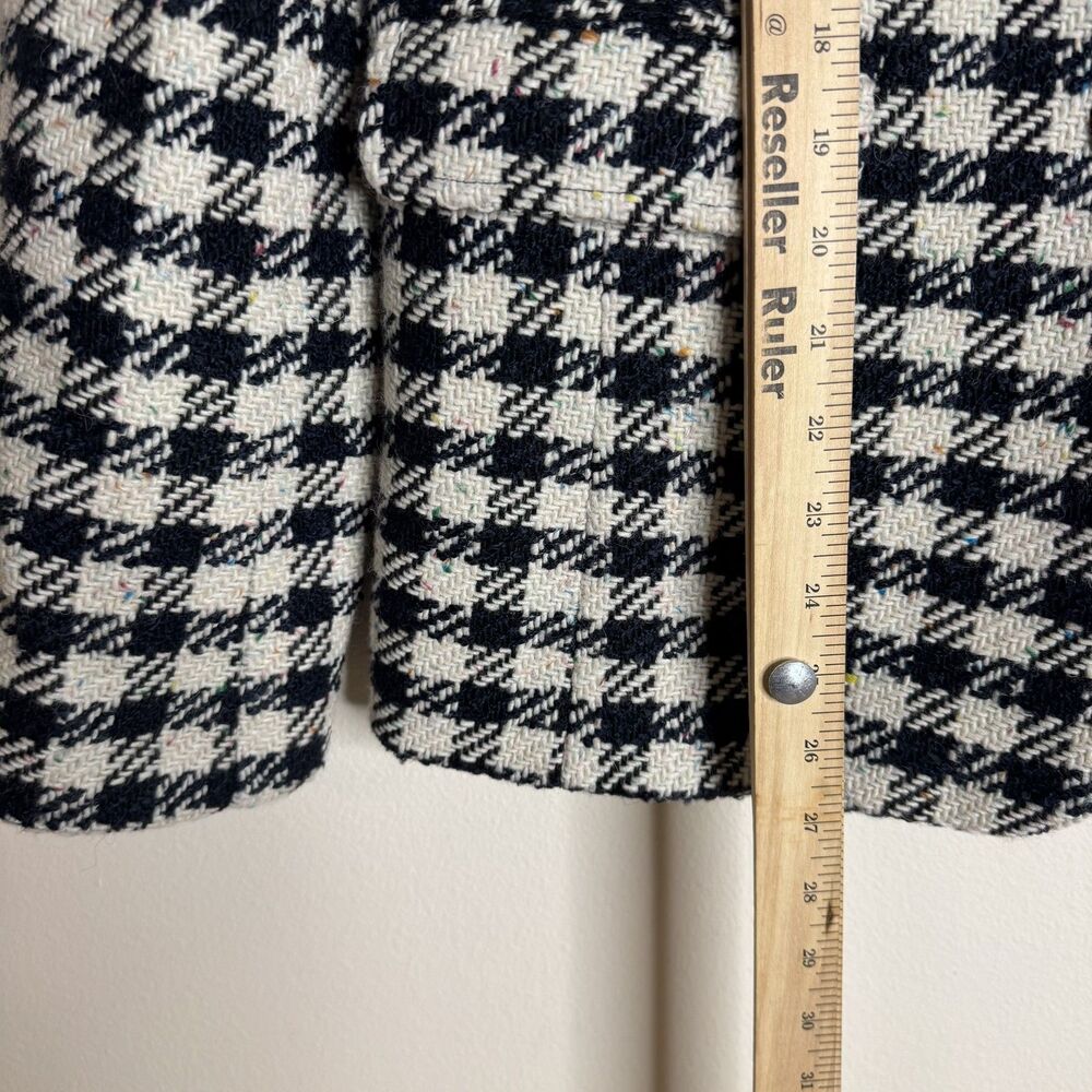 Talbots Blazer Womens 10 Black White Houndstooth Wool Blend Tweed Jacket office - Picture 10 of 12